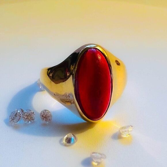 ANTIQUE GOLD- Georgian Era- Carnelian Ring- Size 8- 3cttw Cabochon -5.4g - Picture 7 of 16